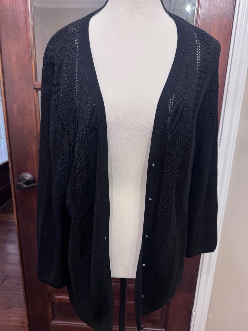 Classiques Entier Black Open Knit Cardigan Sweater XL